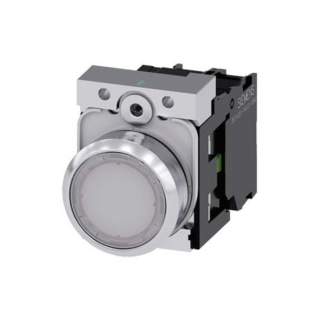 3SU1156-0AB60-1BA0 - 3SU1156-0AB60-1BA0 SIEMENS Illuminated pushbutton, 22 mm, round, metal, shiny, white, pushbutton, flat, mome..