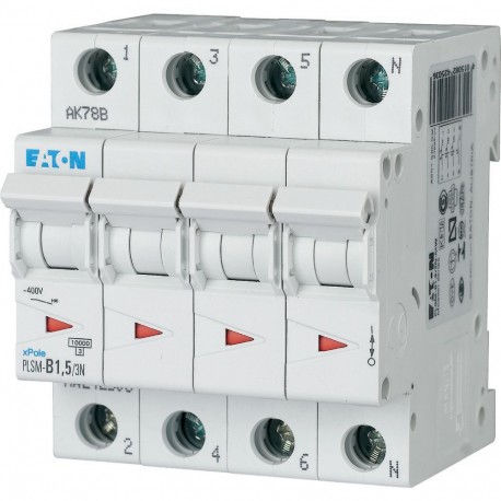 PLSM-B1,5/3N-MW - PLSM-B1,5/3N-MW 242503 EATON ELECTRIC Over current switch, 1, 5 A, 3pole+N, type B characteristic