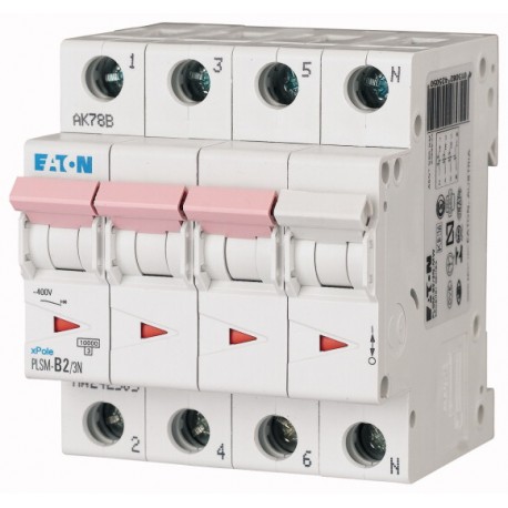 PLSM-C2/3N-MW - PLSM-C2/3N-MW 242531 EATON ELECTRIC Over current switch, 2A, 3pole+N, type C characteristic