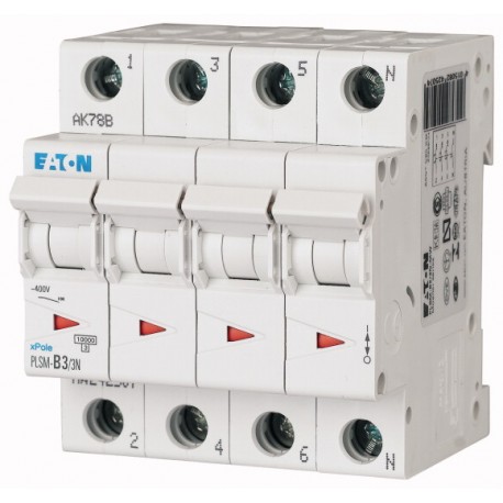 PLSM-C3/3N-MW - PLSM-C3/3N-MW 242533 EATON ELECTRIC Over current switch, 3A, 3pole+N, type C characteristic