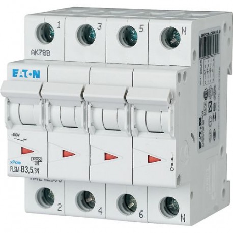 PLSM-D3,5/3N-MW - PLSM-D3,5/3N-MW 242557 EATON ELECTRIC Over current switch, 3, 5 A, 3pole+N, type D characteristic