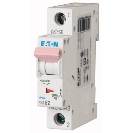 PLS6-D2-MW - PLS6-D2-MW 242692 EATON ELECTRIC Over current switch, 2A, 1p, type D characteristic