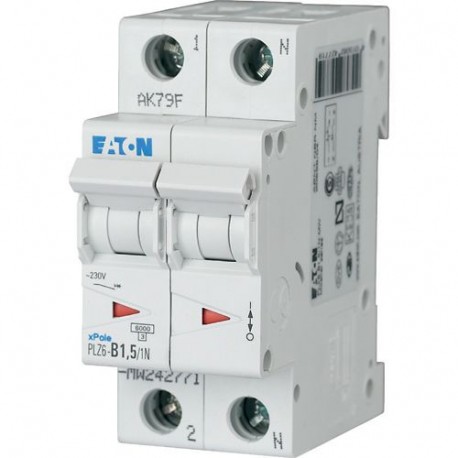 PLZ6-B1,5/1N-MW - PLZ6-B1,5/1N-MW 242771 EATON ELECTRIC Over current switch, 1, 5 A, 1pole+N, type B characteristic