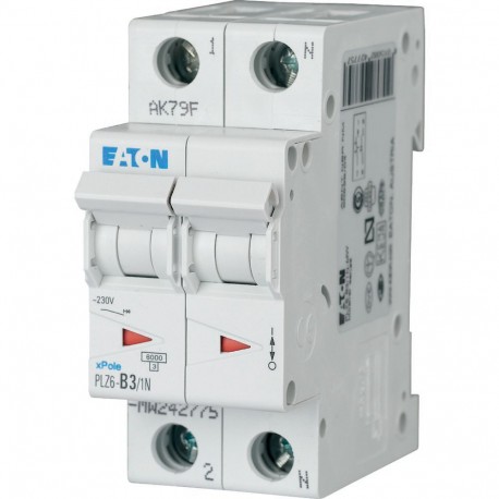 PLZ6-B3/1N-MW - PLZ6-B3/1N-MW 242775 EATON ELECTRIC Over current switch, 3A, 1pole+N, type B characteristic