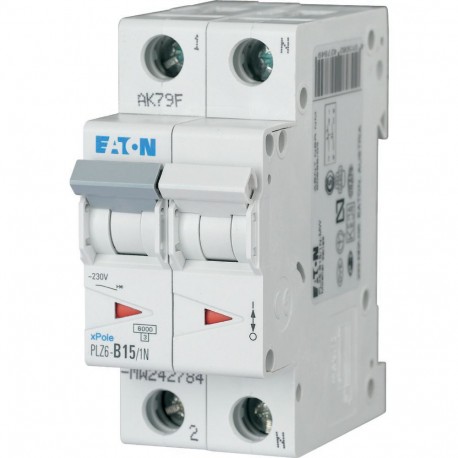 PLZ6-B15/1N-MW - PLZ6-B15/1N-MW 242784 EATON ELECTRIC Over current switch, 15A, 1pole+N, type B characteristic