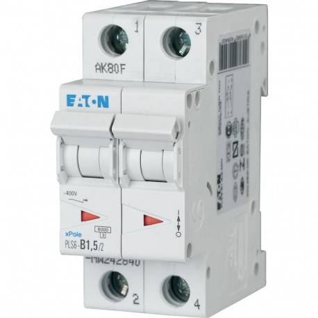 PLS6-B1,5/2-MW - PLS6-B1,5/2-MW 242840 EATON ELECTRIC Over current switch, 1, 5 A, 2 p, type B characteristic
