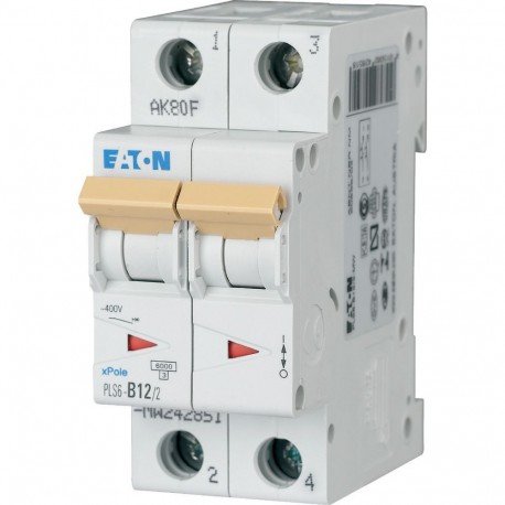 PLS6-B12/2-MW - PLS6-B12/2-MW 242851 EATON ELECTRIC Over current switch, 12A, 2 p, type B characteristic