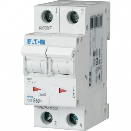 PLS6-B50/2-MW - PLS6-B50/2-MW 242859 Y7-242859 EATON ELECTRIC Over current switch, 50A, 2 p, type B characteristic