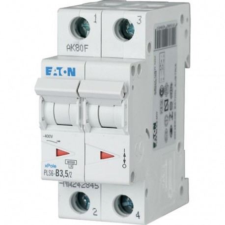 PLS6-D3,5/2-MW - PLS6-D3,5/2-MW 242894 EATON ELECTRIC Over current switch, 3, 5 A, 2 p, type D characteristic