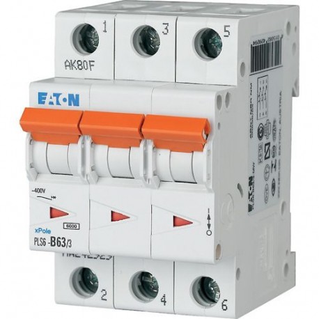 PLS6-B63/3-MW - PLS6-B63/3-MW 242929 Y7-242929 EATON ELECTRIC Over current switch, 63A, 3 p, type B characteristic