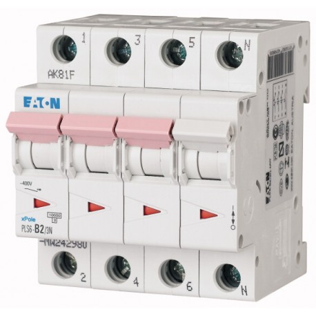 PLS6-D2/3N-MW - PLS6-D2/3N-MW 243029 EATON ELECTRIC Over current switch, 2A, 3pole+N, type D characteristic