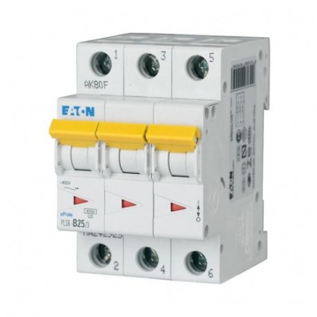 PLS6-D25/3N-MW - PLS6-D25/3N-MW 243043 Y7-243043 EATON ELECTRIC Over current switch, 25A, 3pole+N, type D characteristic