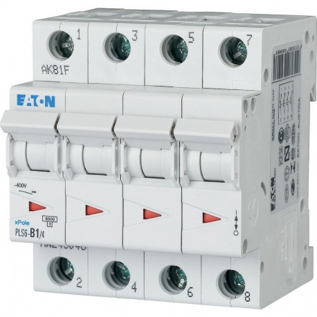 PLS6-B1/4-MW - PLS6-B1/4-MW 243046 EATON ELECTRIC Over current switch, 1A, 4 p, type B characteristic