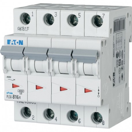PLS6-B16/4-MW - PLS6-B16/4-MW 243061 Y7-243061 EATON ELECTRIC Over current switch, 16A, 4 p, type B characteristic