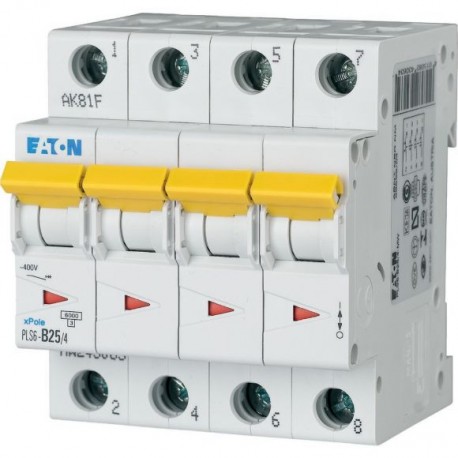 PLS6-B25/4-MW - PLS6-B25/4-MW 243063 Y7-243063 EATON ELECTRIC Over current switch, 25A, 4 p, type B characteristic