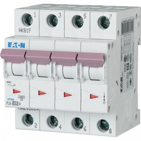 PLS6-B32/4-MW - PLS6-B32/4-MW 243064 Y7-243064 EATON ELECTRIC Over current switch, 32A, 4 p, type B characteristic