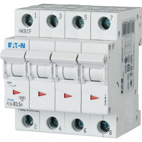 PLS6-D3,5/4-MW - PLS6-D3,5/4-MW 243101 EATON ELECTRIC Over current switch, 3, 5 A, 4 p, type D characteristic