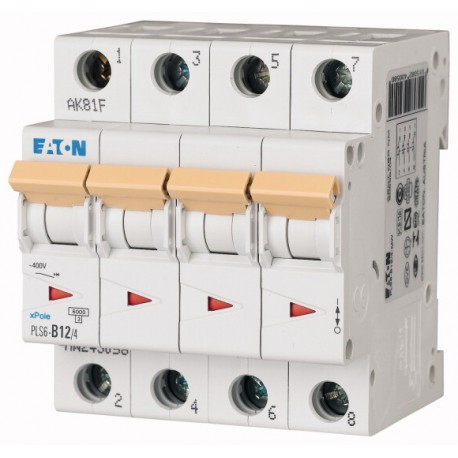 PLS6-D12/4-MW - PLS6-D12/4-MW 243107 EATON ELECTRIC Over current switch, 12A, 4 p, type D characteristic