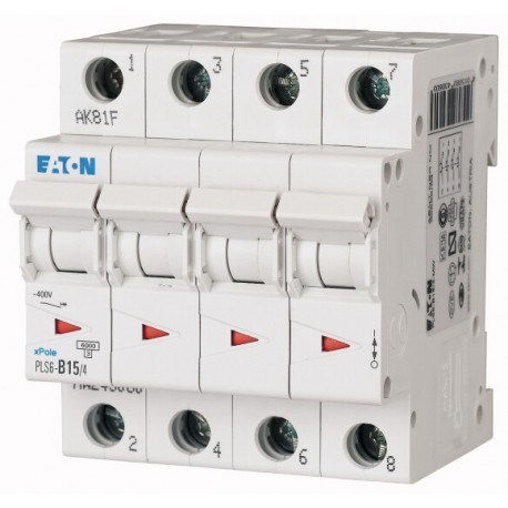 PLS6-D15/4-MW - PLS6-D15/4-MW 243109 EATON ELECTRIC Over current switch, 15A, 4 p, type D characteristic