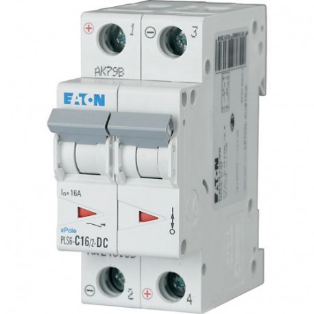 PLS6-C16/2-DC-MW - PLS6-C16/2-DC-MW 243135 Y7-243135 EATON ELECTRIC Over current switch, 16A, 2p, type C characteristic, DC