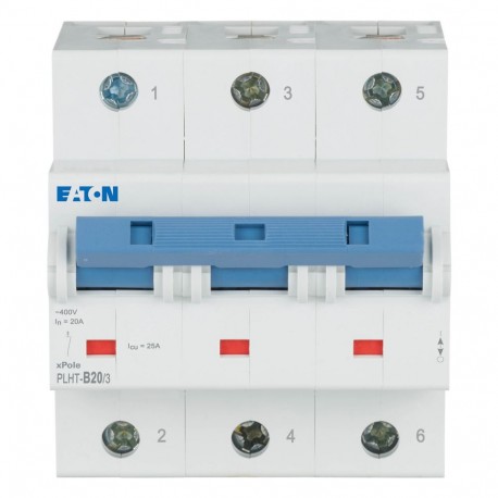 PLHT-B20/3 - PLHT-B20/3 248024 EATON ELECTRIC Over current switch, 20A, 3p, B-Char, AC