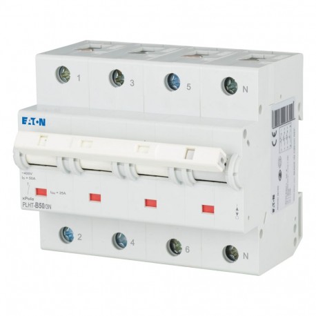 PLHT-B50/3N - PLHT-B50/3N 248054 EATON ELECTRIC Over current switch, 50A, 3Np, B-Char, AC