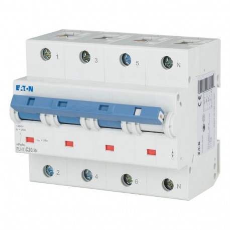 PLHT-C20/3N - PLHT-C20/3N 248059 EATON ELECTRIC Over current switch, 20A, 3Np, C-Char, AC