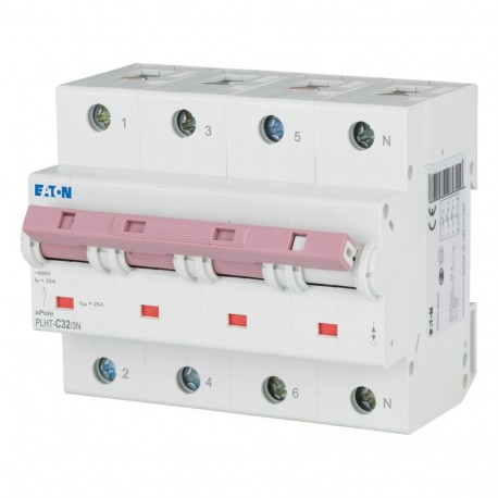 PLHT-C32/3N - PLHT-C32/3N 248061 Y7-248061 EATON ELECTRIC Over current switch, 32A, 3Np, C-Char, AC