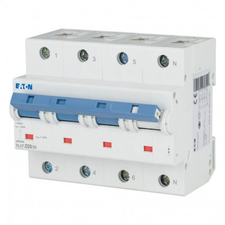 PLHT-D20/3N - PLHT-D20/3N 248068 EATON ELECTRIC Over current switch, 20A, 3Np, D-Char, AC