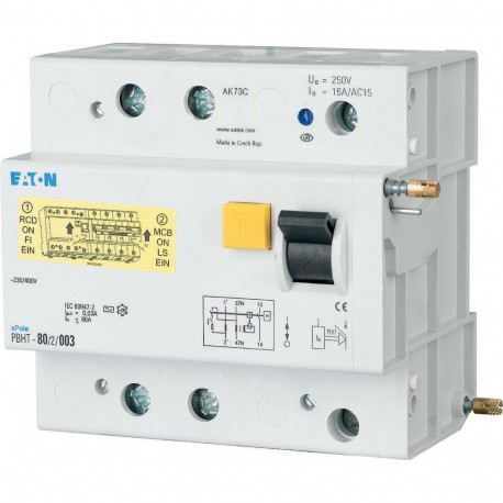 PBHT-80/2/003 - PBHT-80/2/003 248818 EATON ELECTRIC Residual-current circuit breaker trip block for PLHT, 80A, 2p, 30mA, typ..