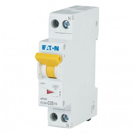 PLN4-C25/1N-MW - PLN4-C25/1N-MW 263194 EATON ELECTRIC Over current switch, 25A, 1pole+N, type C characteristic