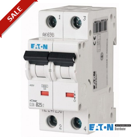 CLS6-C20/2 - CLS6-C20/2 263683 EATON ELECTRIC Over current switch, 20A, 2 p, type C characteristic