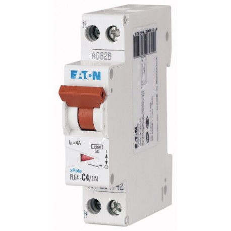 PLG4-C4/1N - PLG4-C4/1N 264742 EATON ELECTRIC Over current switch, 4A, 1pole+N, type C characteristic