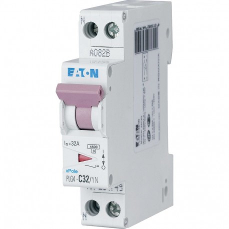 PLG4-C32/1N - PLG4-C32/1N 264749 EATON ELECTRIC Over current switch, 32A, 1pole+N, type C characteristic