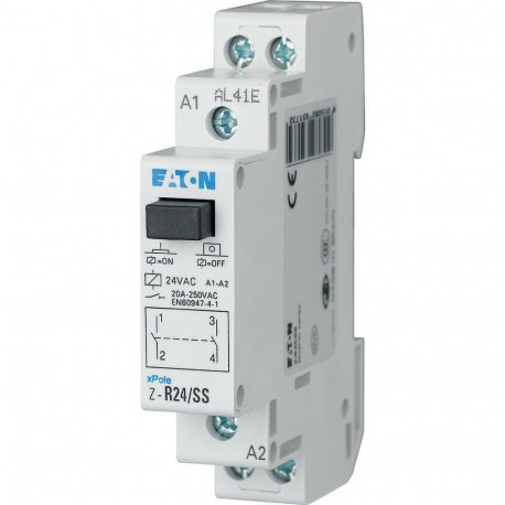 Z-R24/SS - Z-R24/SS 265173 4133965 EATON ELECTRIC Installation relay, 24VAC/50Hz, 2N/O, 20A, 1HP