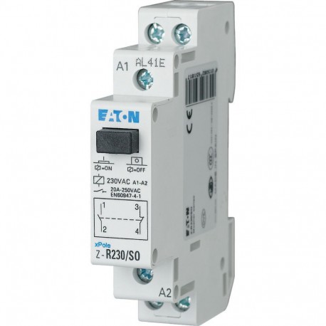 Z-R230/SO - Z-R230/SO 265181 4133967 EATON ELECTRIC Installation relay, 230VAC/50Hz, 1N/O+1N/C, 20A, 1HP