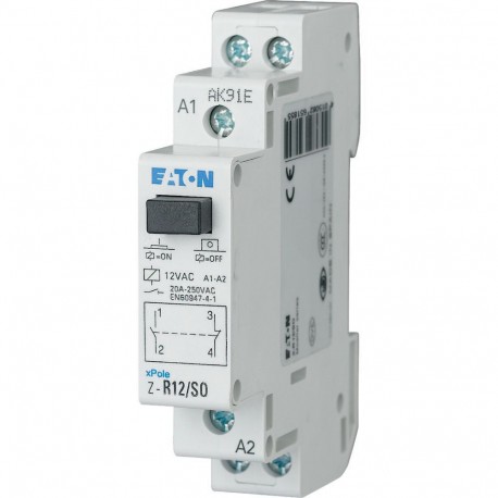Z-R12/SO - Z-R12/SO 265185 EATON ELECTRIC Installation relay, 12VAC/50Hz, 1N/O+1N/C, 20A, 1HP
