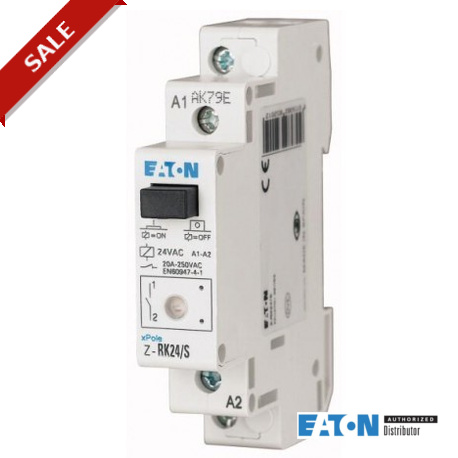 Z-RK12/SO - Z-RK12/SO 265211 EATON ELECTRIC Installation relay, 12VAC/50Hz, 1N/O+1N/C, 20A, 1HP