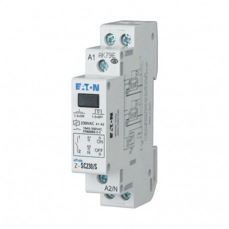 Z-SC230/S - Z-SC230/S 265299 Y7-265299 EATON ELECTRIC Impulse relay with central control, 230AC, 1 N/O, 32A, 50/60Hz, 1HP