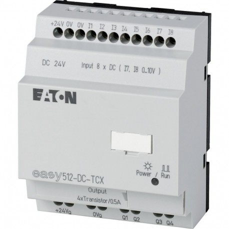 EASY512-DC-TCX - EASY512-DC-TCX 274112 0004519761 EATON ELECTRIC Control relay, 24 V DC, 8DI(2AI), 4DO-Trans, time