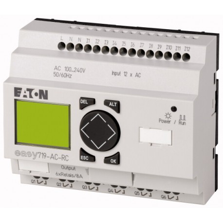 EASY719-AC-RC - EASY719-AC-RC 274115 0004519772 EATON ELECTRIC Control relay, 100-240VAC, 12DI, 6DO relays, display, time, e..