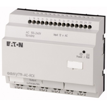 EASY719-AC-RCX - EASY719-AC-RCX 274116 0004519773 EATON ELECTRIC Control relay, 100-240VAC, 12DI, 6DO relays, time, expandable