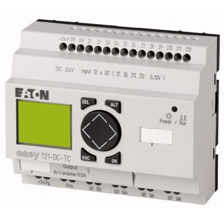 EASY721-DC-TC - EASY721-DC-TC 274121 0004519778 EATON ELECTRIC Control relay, 24 V DC, 12DI(4AI), 8DO-Trans, display, time, ..