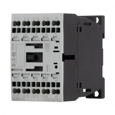 DILMC7-01(230V50/60HZ) - DILMC7-01(230V50/60HZ) 277429 XTCEC007B01G2 EATON ELECTRIC Contactor, 3p+1N/C, 3kW/400V/AC3
