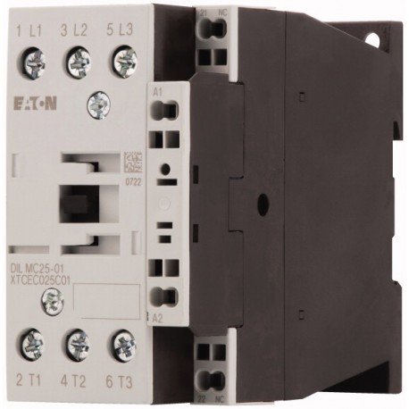 DILMC25-01(24V50HZ) - DILMC25-01(24V50HZ) 277660 XTCEC025C01U EATON ELECTRIC Contactor, 3p+1N/C, 11kW/400V/AC3