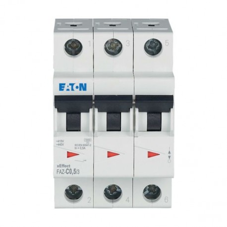 FAZ-C0,5/3 - FAZ-C0,5/3 278856 Y7-278856 EATON ELECTRIC Over current switch, 0,5A, 3p, C-Char, AC