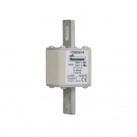FUSE 400A 690V 1*FU/78 AR UC - FUSE 400A 690V 1*FU/78 AR UC 170M3619 EATON ELECTRIC Fuse-link, high speed, 400 A, AC 690 V, compact size 1,..