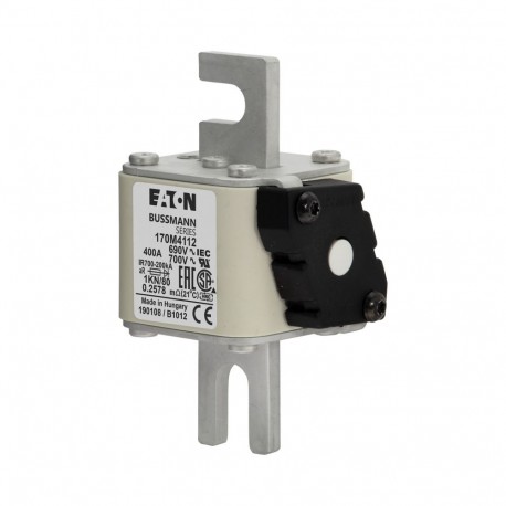 FUSE 400A 690V 1KN/80 AR UC - FUSE 400A 690V 1KN/80 AR UC 170M4112 EATON ELECTRIC Fuse-link, high speed, 400 A, AC 690 V, DIN 1, 53 x 69 x..