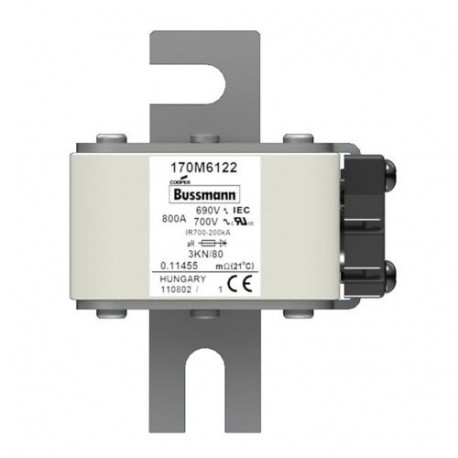 FUSE 900A 1000V 3S/110 AR - FUSE 900A 1000V 3S/110 AR 170M6125 EATON ELECTRIC Fuse-link, high speed, 900 A, AC 1000 V, size 3, 76 x 90 x..