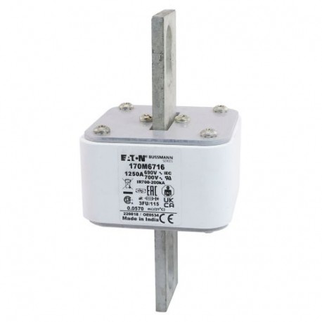 FUSE 1250A 690V 3FU/115 AR UC - FUSE 1250A 690V 3FU/115 AR UC 170M6716 EATON ELECTRIC Fuse-link, high speed, 1250 A, AC 690 V, size 3, 67 x ..
